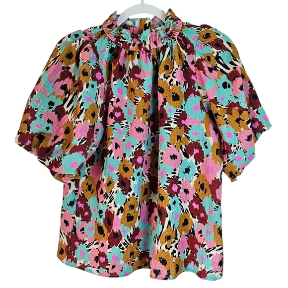 THML Treat You Right Cream Floral Blouse Button Down Back S - Picture 4 of 12